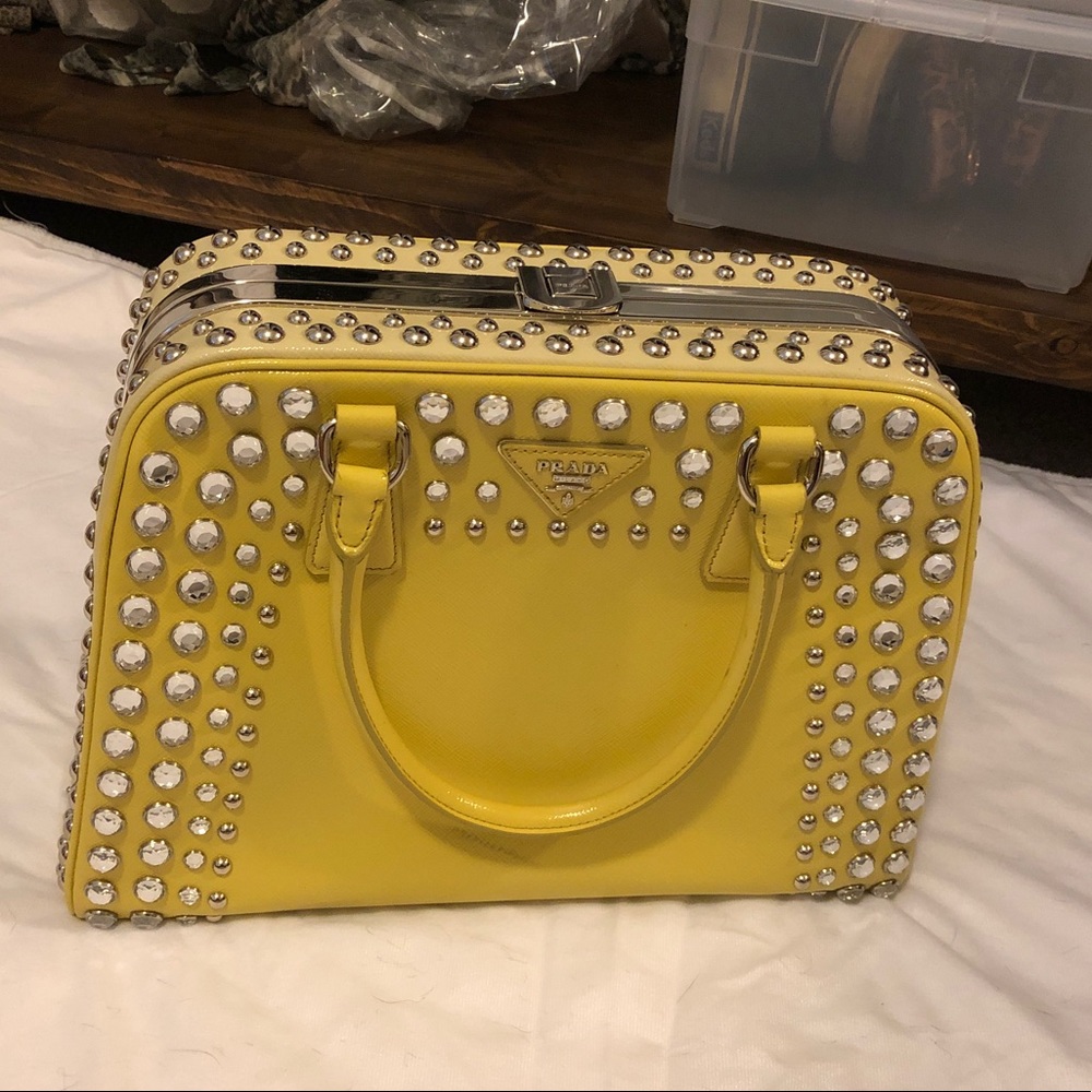 Prada Saffiano Lux Crystal Pyramid Bag